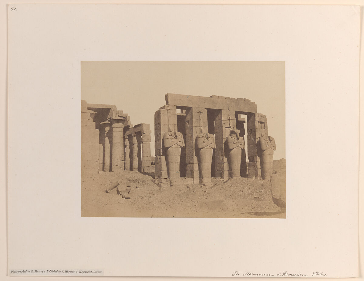 The Memnonium or Rameseiom, Thebes, Robert Murray (British, Edinburgh 1822–1893 Plymouth), Albumen silver print from waxed paper negative 