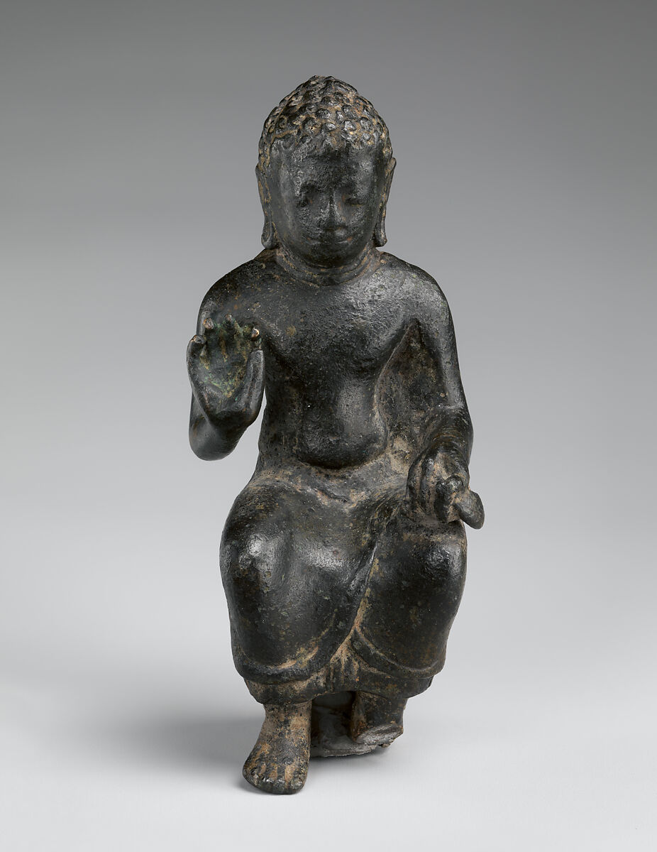 Seated Protective Buddha, Copper alloy, Thailand (Mon-Dvaravati) 