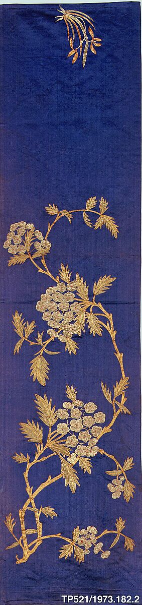 Sleeve Band, Silk, glass seed pearls,  metallic thread;  on silk, China 