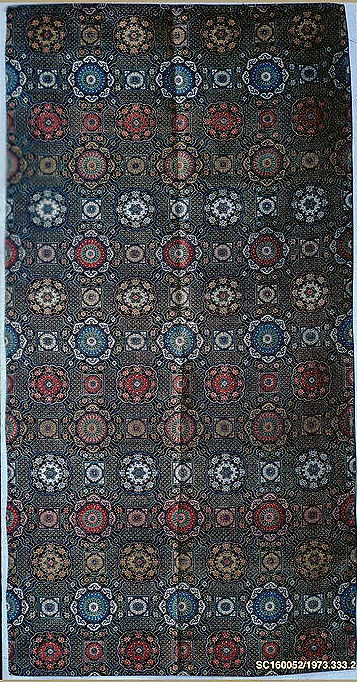 Panel, Silk, metallic thread;  lined with silk , China 