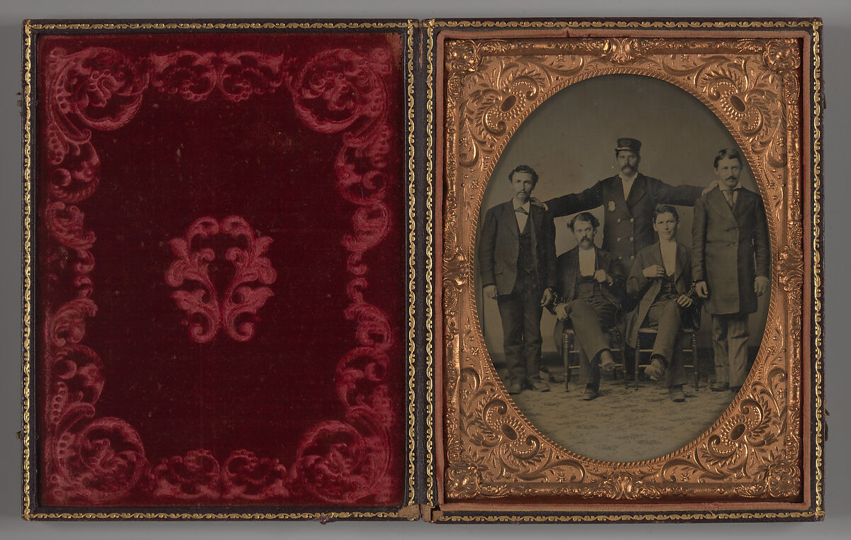 Policeman Posing with Four "Collared" Thugs, Unknown (American), Tintype 