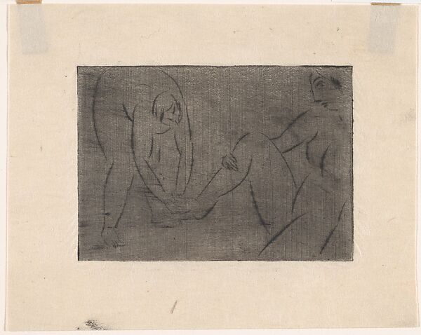 The Pedicure, Yasuo Kuniyoshi (American (born Japan), Okayama 1889–1953 New York), Drypoint etching on zinc 