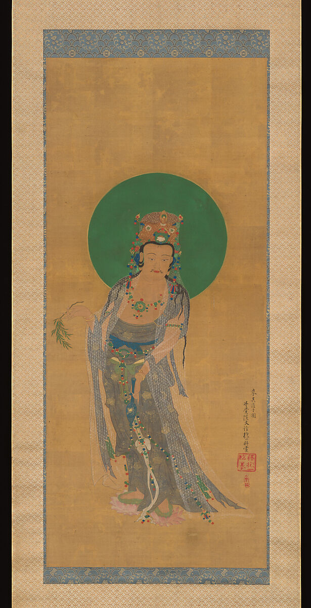 Willow Kannon, Sakai Hōitsu (Japanese, 1761–1828), Hanging scroll; ink, color, and gold leaf on silk, Japan 