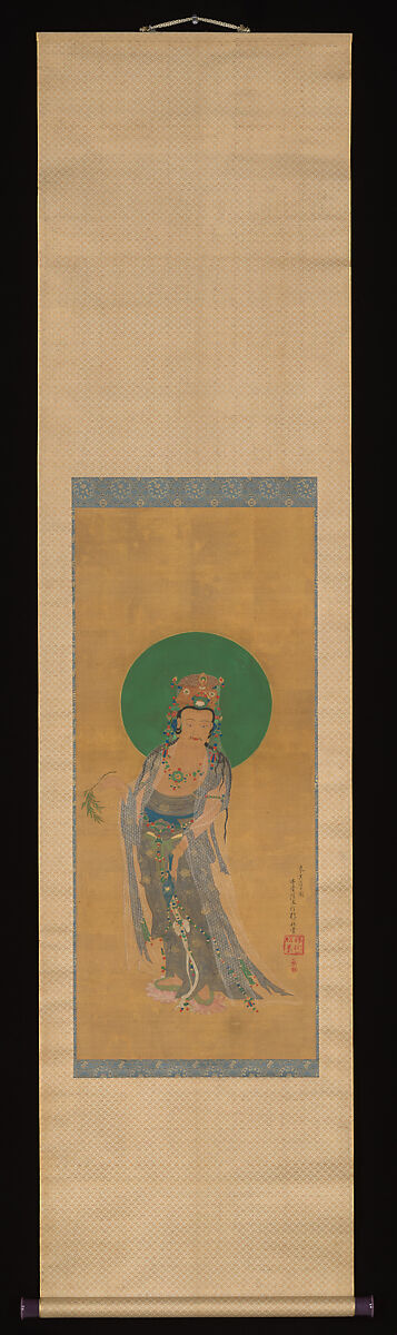 Willow Kannon, Sakai Hōitsu (Japanese, 1761–1828), Hanging scroll; ink, color, and gold leaf on silk, Japan
