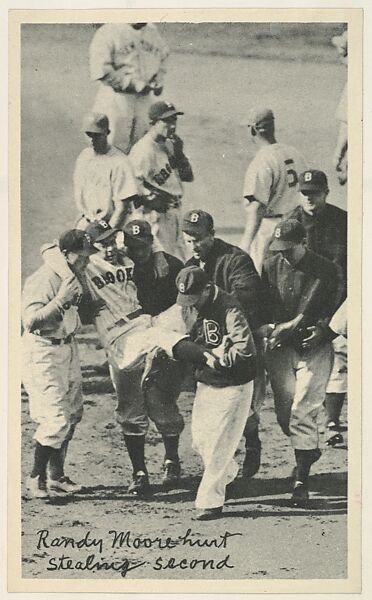 Randy Moore hurt stealing second, from the National Chicle Fine Pen Premiums series (R313) issued by the National Chicle Gum Company, Issued by National Chicle Gum Company, Cambridge, Massachusetts, Photolithograph 
