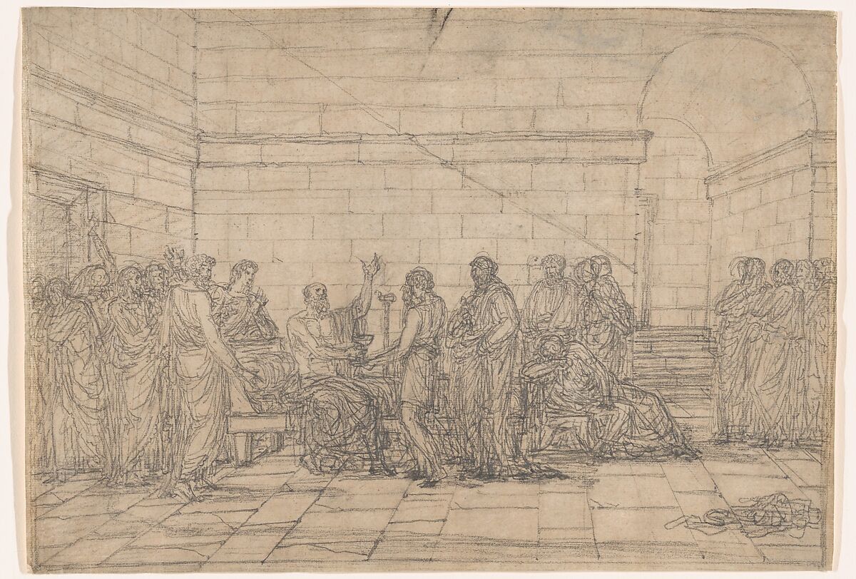 Death of Socrates, Jean-Baptiste Joseph Wicar (French, Lille 1762–1834 Rome), Black chalk 