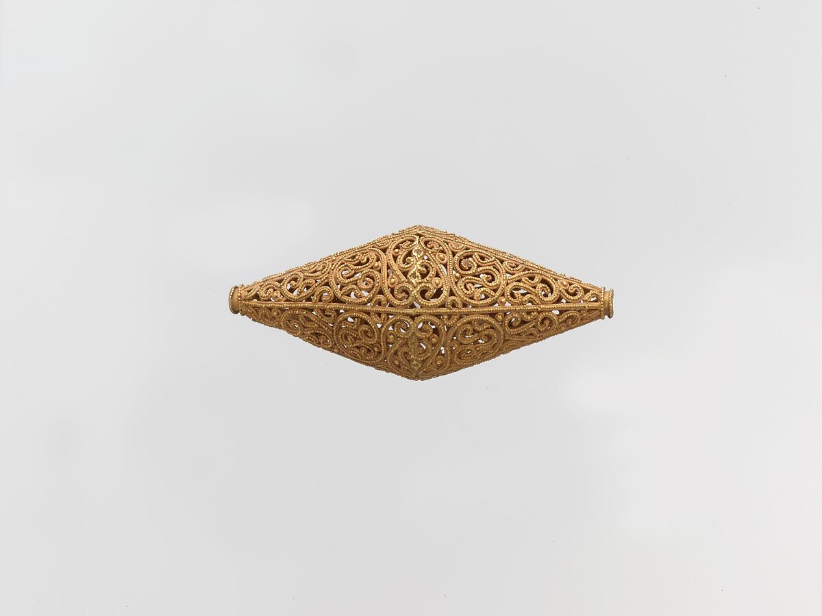 Spherical and Biconical Gold Beads, Gold; filigree and granulation