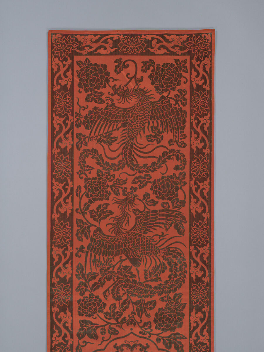 Chair strip with Lions and Phoenixes, Cut and voided silk velvet, China