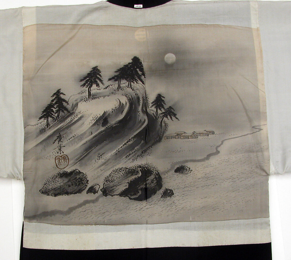 Man's Jacket (Haori), White silk tabby lining / Silk tabby,painted, Japan