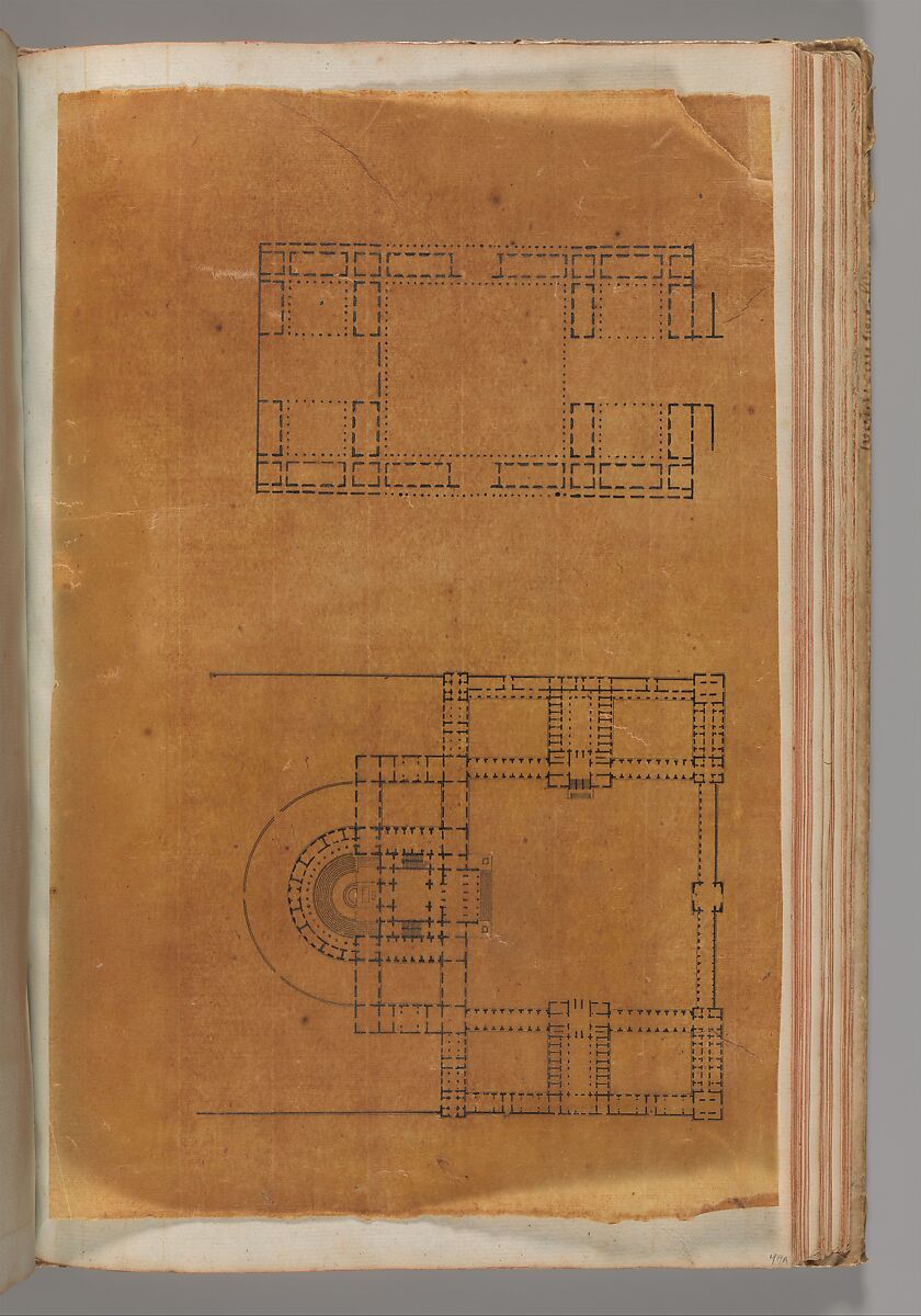 Page from a Scrapbook containing Drawings and Several Prints of Architecture, Interiors, Furniture and Other Objects, Workshop of Charles Percier (French, Paris 1764–1838 Paris), Pen and black and gray ink, graphite, black chalk 