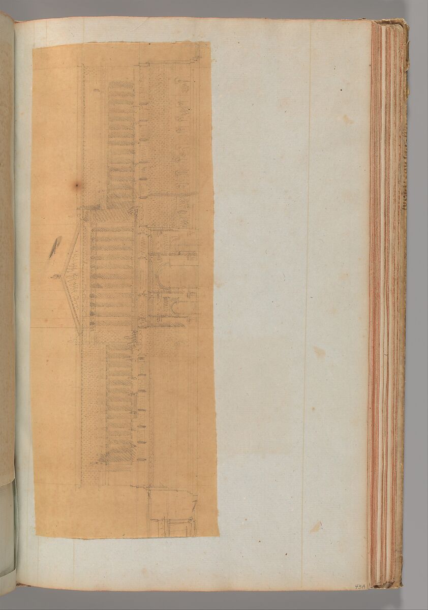 Page from a Scrapbook containing Drawings and Several Prints of Architecture, Interiors, Furniture and Other Objects, Workshop of Charles Percier (French, Paris 1764–1838 Paris), Pen and black and gray ink, graphite, black chalk 