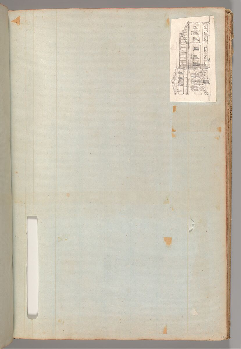 Page from a Scrapbook containing Drawings and Several Prints of Architecture, Interiors, Furniture and Other Objects, Workshop of Charles Percier (French, Paris 1764–1838 Paris), Pen and black and gray ink, graphite, black chalk