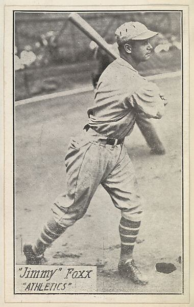 Issued by Kashin Publications, Jimmy Foxx, Athletics, from the Baseball  Portraits and Action series (R315) issued by Kashin Publications