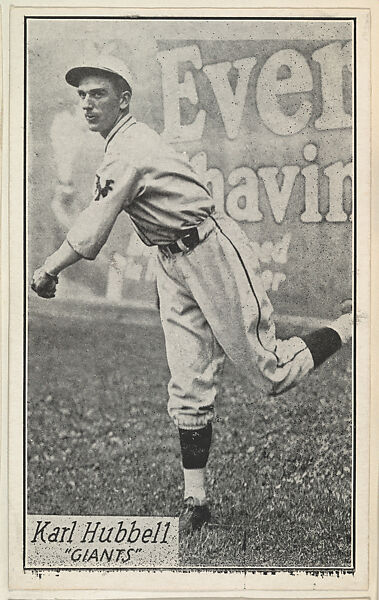 Carl Hubbell, Giants, from the Baseball Portraits and Action series (R315) issued by Kashin Publications, Issued by Kashin Publications, Photolithograph 