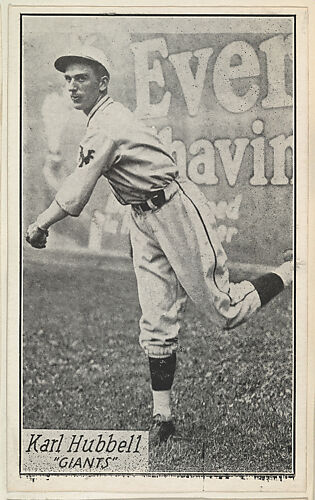 Carl Hubbell, Giants, from the Baseball Portraits and Action series (R315) issued by Kashin Publications