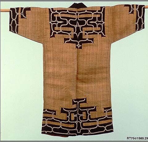 Ainu Robe, Elm-bark fiber with appliqué of indigo-dyed tabby (atsushi), Japan 