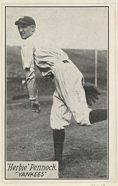 Herbie Pennock, Yankees, from the Baseball Portraits and Action series (R315) issued by Kashin Publications, Issued by Kashin Publications, Photolithograph 