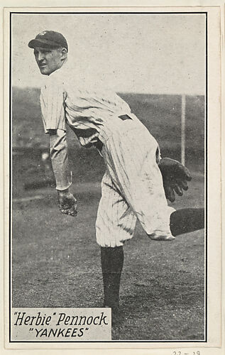 Herbie Pennock, Yankees, from the Baseball Portraits and Action series (R315) issued by Kashin Publications