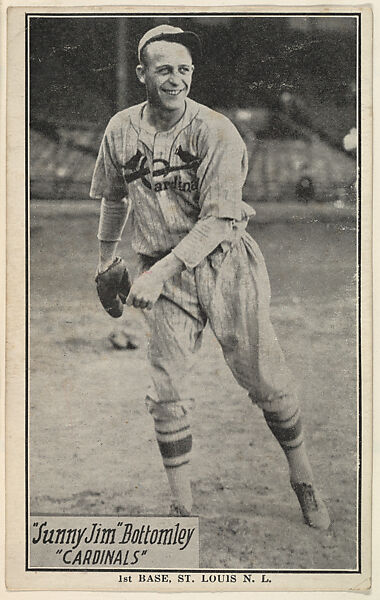"Sunny" Jim Bottomley, 1st Base, St. Louis Cardinals, National League, from the Baseball Portraits and Action series (R315) issued by Kashin Publications, Issued by Kashin Publications, Photolithograph 
