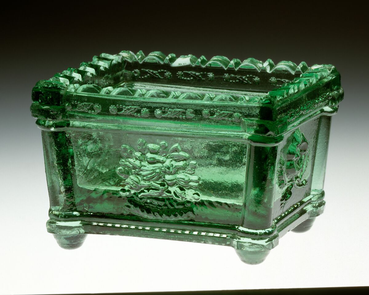 Salt, Jersey Glass Company of George Dummer (1824–1862), Pressed glass, American 