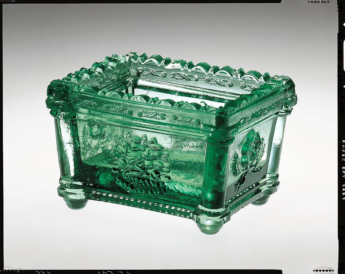 Salt, Jersey Glass Company of George Dummer (1824–1862), Pressed glass, American