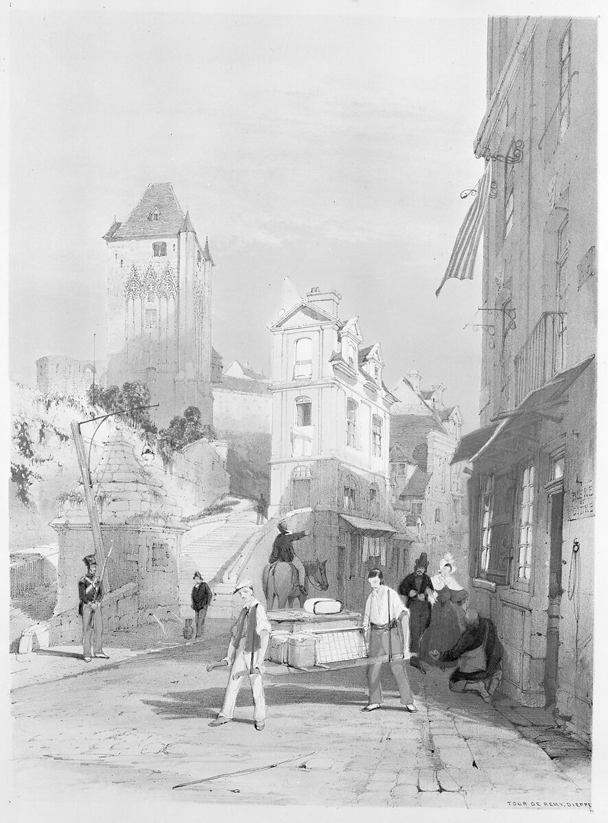 Tour de Remy, Dieppe, Thomas Shotter Boys (British, Pentonville 1803–1874 London), Hand-colored lithograph 