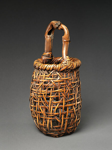 Dancing Frog Flower Basket (Hanakago), Hayakawa Shōkosai III (Japanese, 1864–1922), Twisted (henchiku) bamboo and rattan, Japan