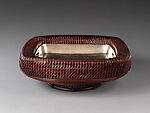 Fruit Tray (Morimono-kago), Hayakawa Shōkosai V (Japanese, 1932–2011), Smoked timber, dwarf bamboo, and rattan, Japan