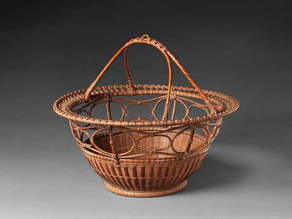 Ryūrikyō Hanging Flower Basket (Ryūrikyō-shiki tsurioki hanakago), Tanabe Chikuunsai I (Japanese, 1877–1937), Smoked dwarf bamboo and rattan, Japan 