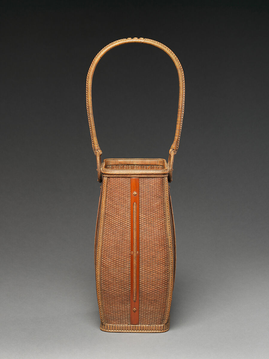 Karamono-Style Flower Basket (Hanakago), Wada Waichisai I (Japanese, 1851–1901), Timber bamboo, rattan, and lacquer, Japan 