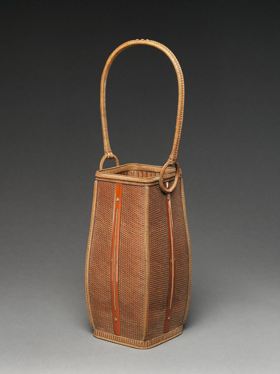 Chinese-Style Flower Basket (Karamono hanakago), Wada Waichisai I (Japanese, 1851–1901), Timber bamboo, rattan, and lacquer, Japan