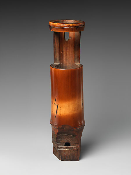 Ancient and Modern Flower Holder (Hanaire), Buseki Suigetsu (Japanese, 1930–2013), Smoked timber bamboo, Japan 