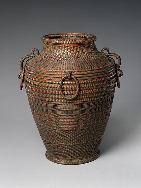 Large Flower Basket (Hanakago), Iizuka Hōsai II  Japanese, Timber bamboo, rattan, and lacquer, Japan