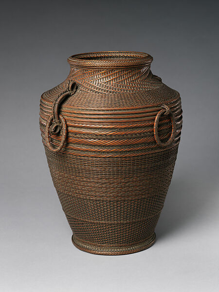 Large Flower Basket (Hanakago), Iizuka Hōsai II (Japanese, 1872–1934), Timber bamboo, rattan, and lacquer, Japan