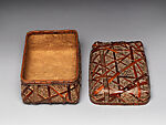 Document Box (Fubako), Iizuka Rōkansai (Japanese, 1890–1958), Smoked timber bamboo, rattan, lacquer, and gold brocaded silk, Japan