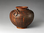 Armor-Plaited Jar Flower Basket (Hanakago), Kadota Nikō (Japanese, 1907–1994), Smoked timber bamboo, timber bamboo, and rattan, Japan