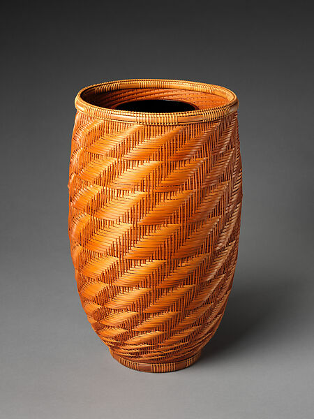 Lyric of Rippling Water Flower Basket (Hanakago), Kajiwara Aya (Japanese, born 1941), Timber bamboo, smoked dwarf bamboo, and rattan, Japan 