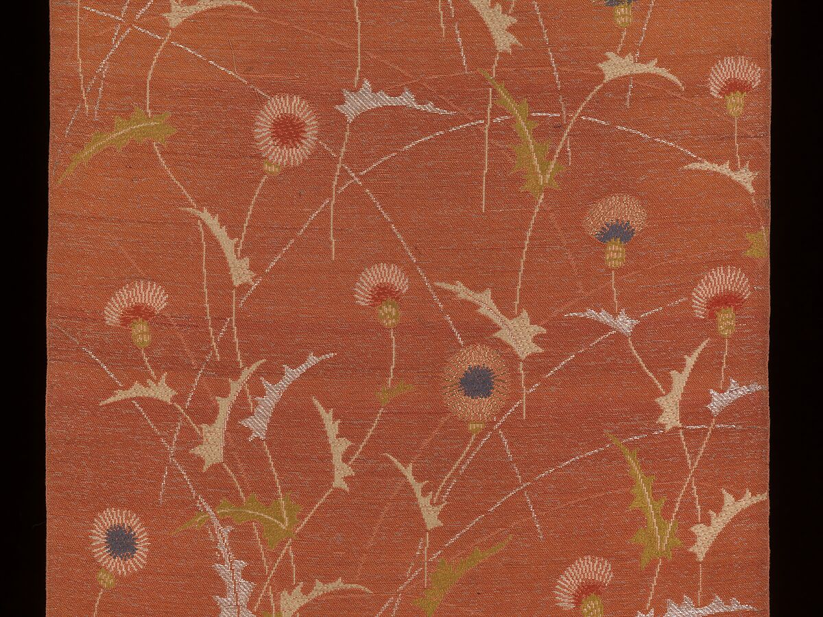 Obi with Thistle, Brocaded silk with metallic thread, Japan