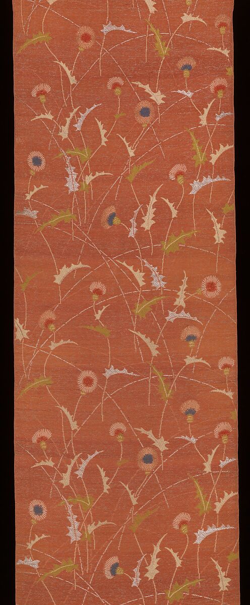 Obi with Thistle, Brocaded silk with metallic thread, Japan 