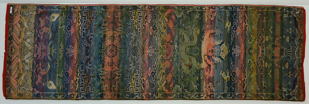Chair strip with dragon and auspicious symbols, Silk, metallic thread, China