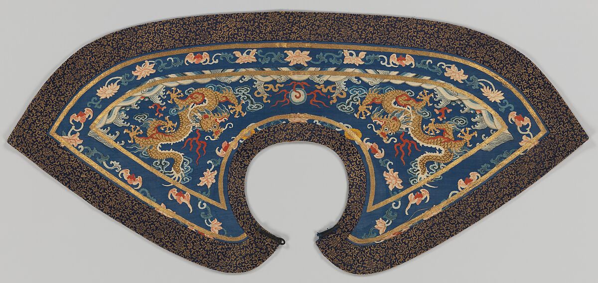 Formal Collar, Silk and metallic-thread tapestry (kesi) with painted details, embroidered with metallic thread, China 
