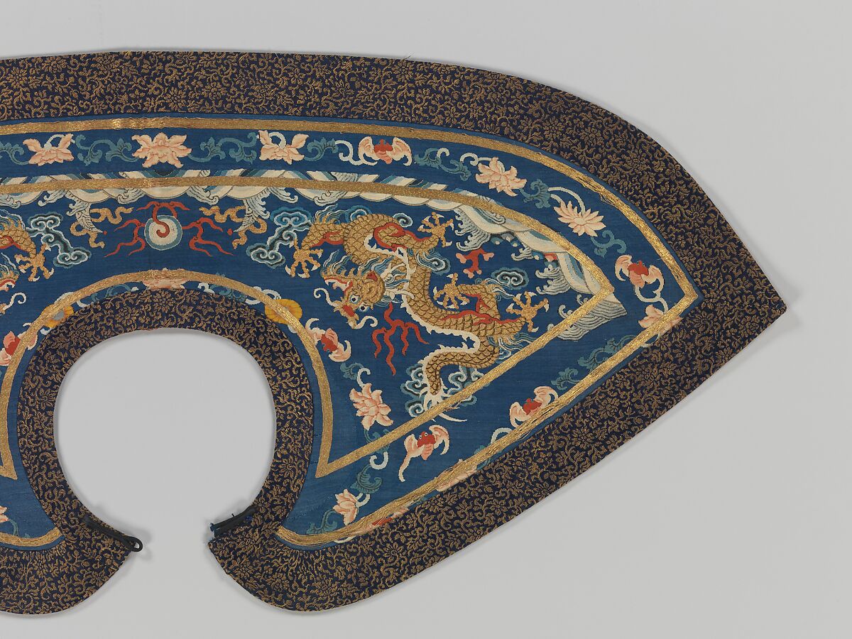 Formal Collar, Silk and metallic-thread tapestry (kesi) with painted details, embroidered with metallic thread, China