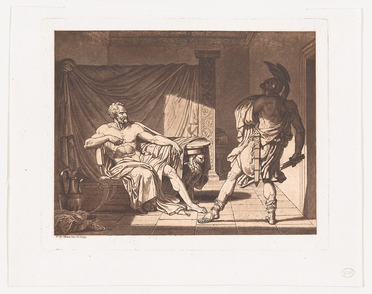 Marius at Minturnae, François-Xavier Fabre (French, Montpellier 1766–1837 Montpellier), Etching and aquatint, printed in brown ink on wove paper 