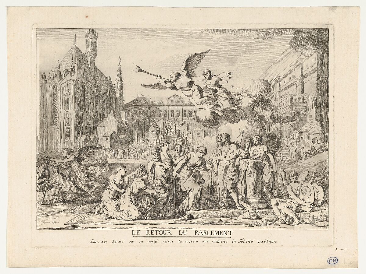 Le Retour du Parlement, Jean Bernard Restout (French, Paris 1732–1797 Paris), Etching 