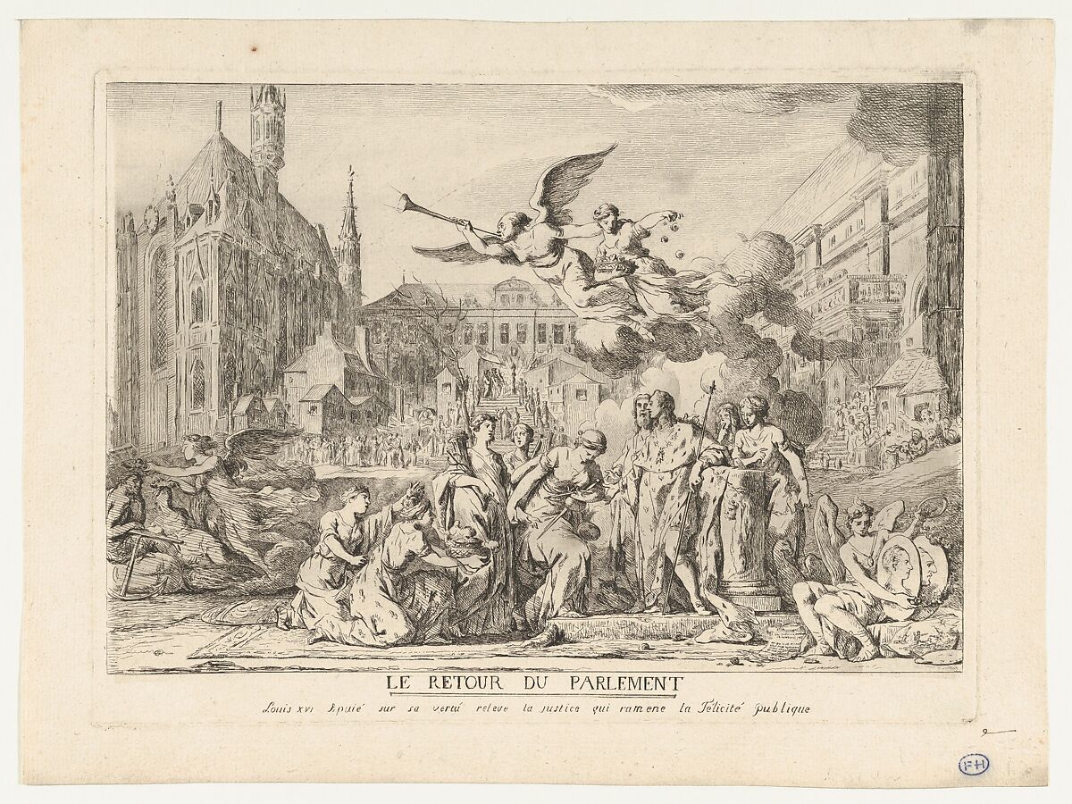 The Return of the Parliament (Le Retour du Parlement), Jean Bernard Restout (French, Paris 1732–1797 Paris), Etching 