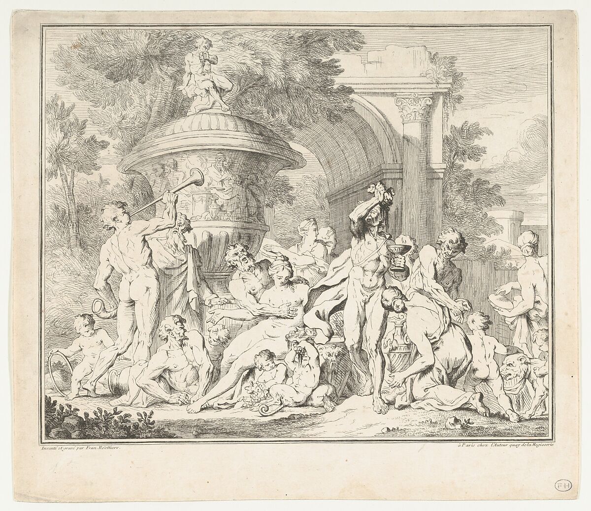 Bacchanal, François Roëttiers (French, London 1685–1742 Vienna), Etching 