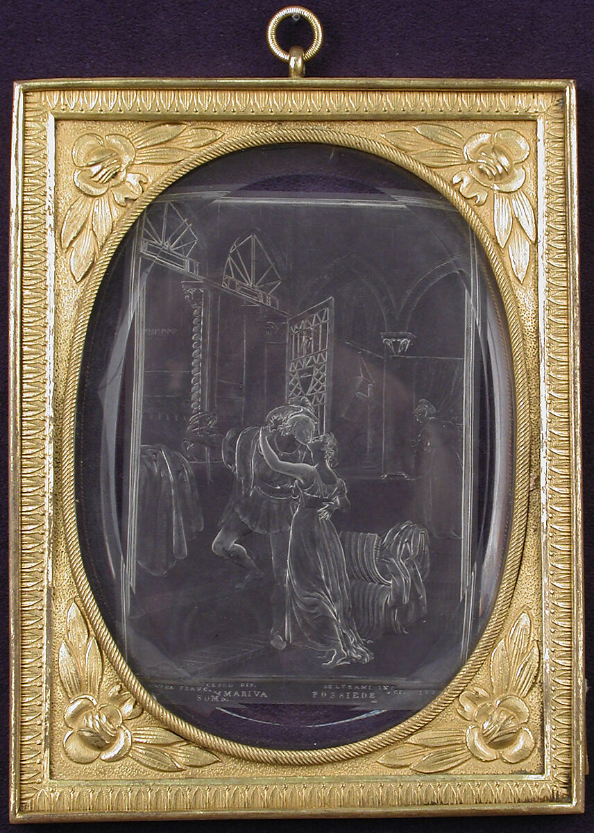 The Last Kiss of Romeo and Juliet, Giovanni Beltrami (Italian, Cremona 1770 or 1777–1854 Cremona), Rock crystal; gilt bronze, Italian