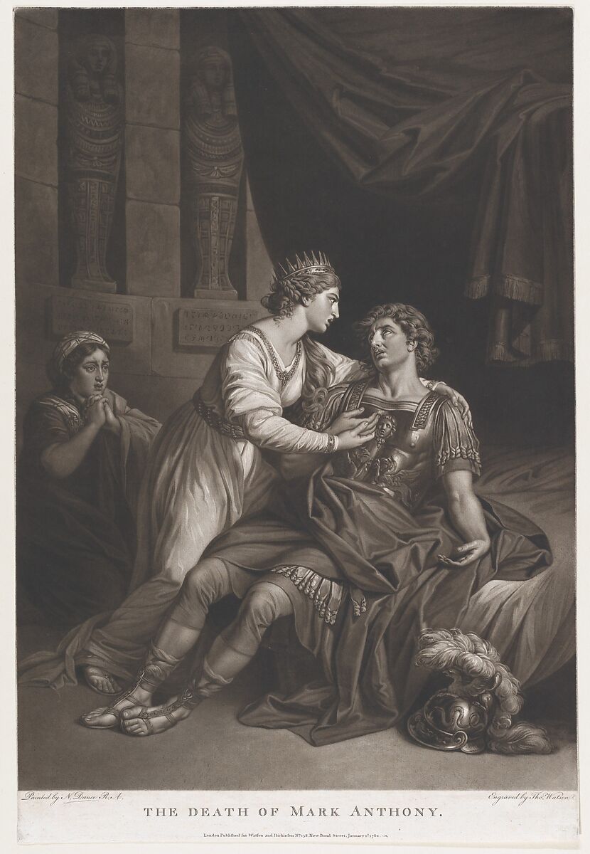 The Death of Mark Antony (Shakespeare, Antony and Cleopatra, Act 4, Scene 15), Thomas Watson (British, London 1743–1781 London), Mezzotint 