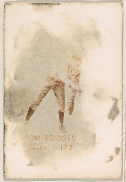 Card Number 177, Tom Bridges, Detroit Tigers, from the Tattoo Orbit series (R308) issued by the Orbit Gum Company, Issued by Orbit Gum Company, a division of William Wrigley Jr. Company, Photolithograph 