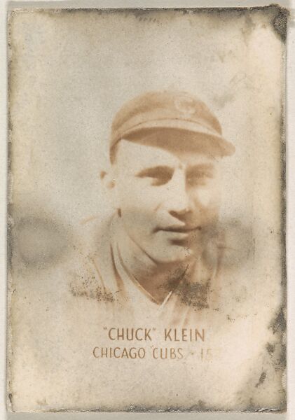 Card Number 157, Chuck Klein, Chicago Cubs, from the Tattoo Orbit series (R308) issued by the Orbit Gum Company, Issued by Orbit Gum Company, a division of William Wrigley Jr. Company, Photolithograph 